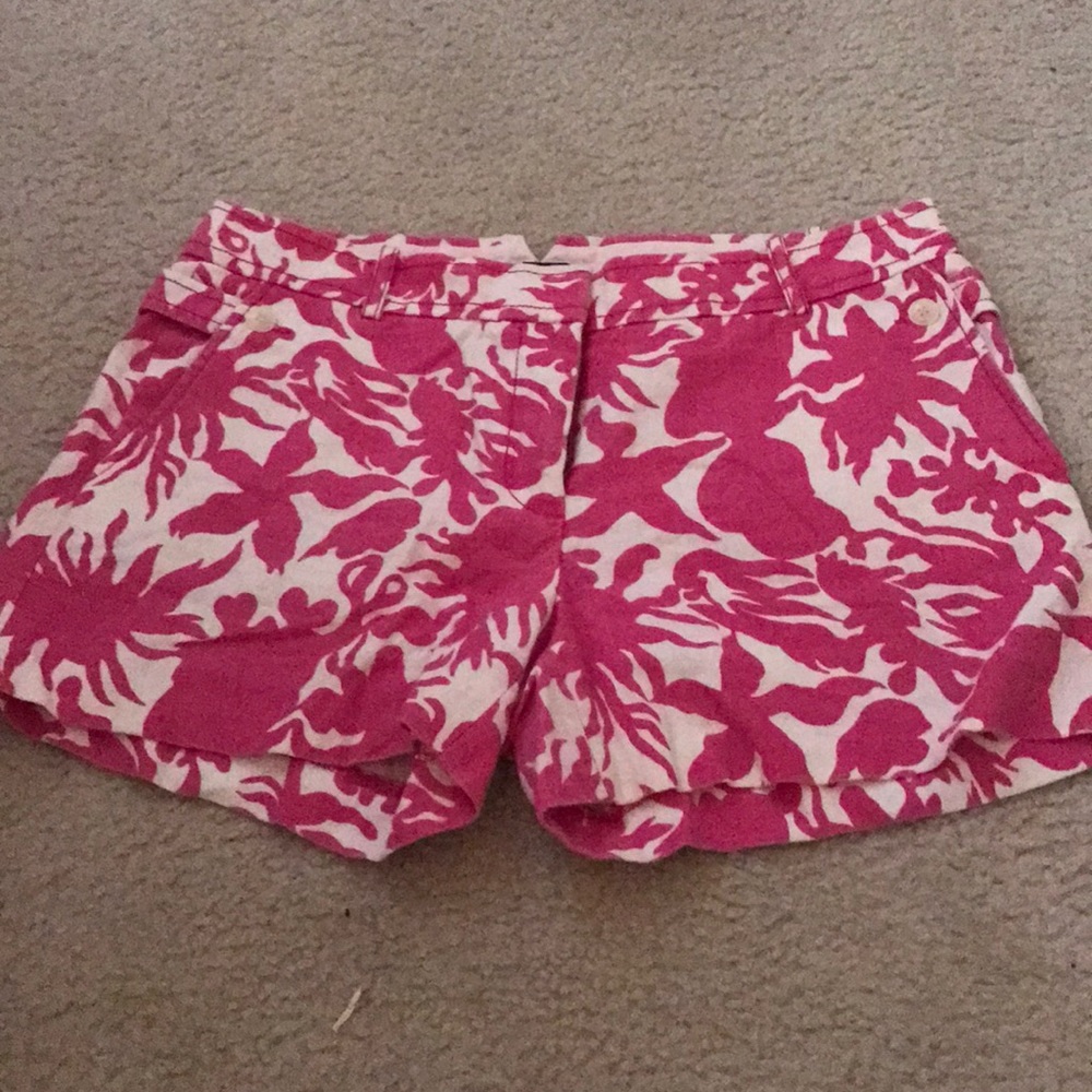 Jcrew pink and white patterned shorts